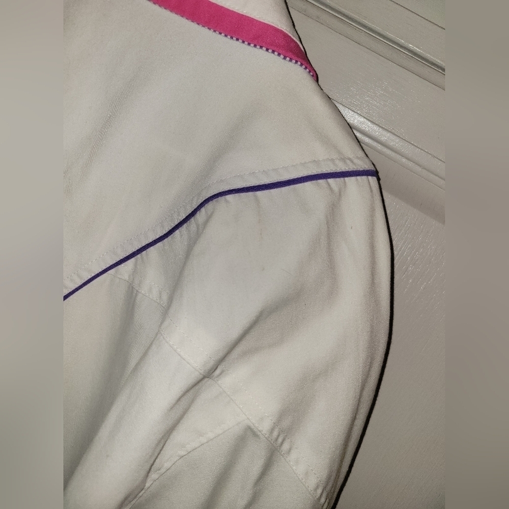 Vintage 80s 90s NYG New York Girl White Pink Purple Teal Jacket Coat - Picture 6 of 7